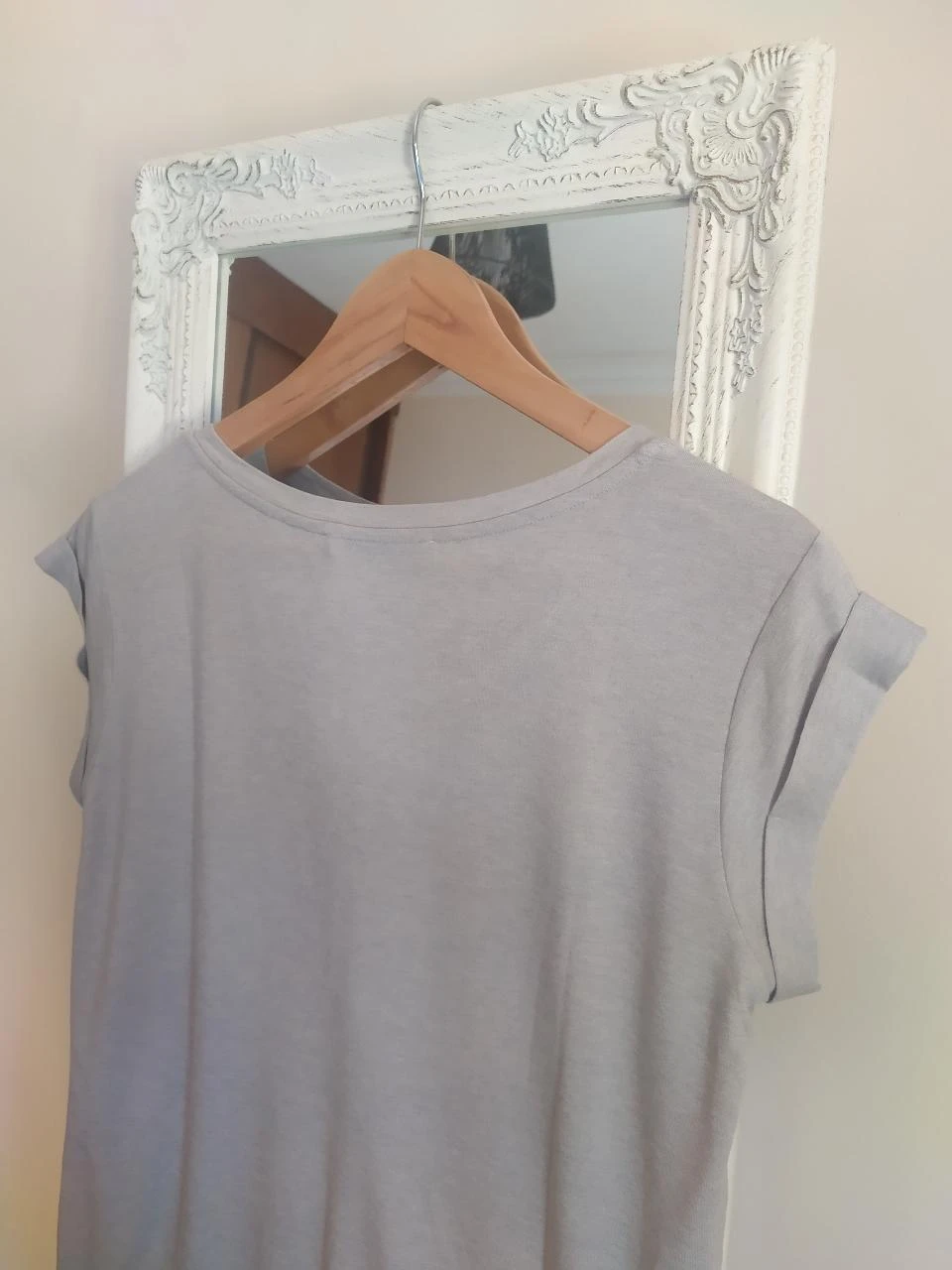 ALLSAINTS Women's Light Grey Viscose Wool Blend Relaxed T-Shirt Size S – photo 9